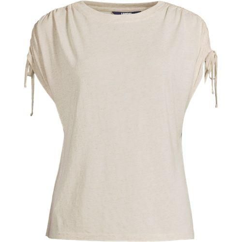 Shirt aus Viskose/Leinenmix mit geraffter Schulter, Damen,  Beige, Leinen/Viskose, by Lands' End