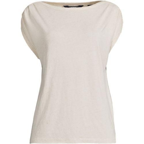 Shirt aus Viskose/Leinenmix mit U-Boot-Ausschnitt, Damen,  Beige, Leinen/Viskose, by Lands' End