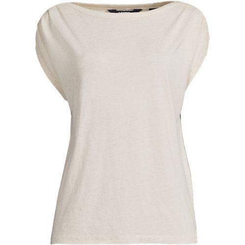 Shirt aus Viskose/Leinenmix mit U-Boot-Ausschnitt, Damen,  Beige, Leinen/Viskose, by Lands' End