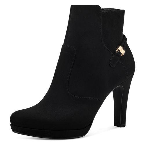 High-Heel-Stiefelette TAMARIS, Damen, Gr. 36, schwarz, Textil, elegant, Schuhe, mit Schmuckelement an der Ferse