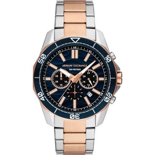 Chronograph ARMANI EXCHANGE, gold (roségoldfarben, silberfarben), Armbanduhren, Herren, Quarzuhr, Armbanduhr, Herrenuhr, Edelstahlarmband, analog, Tag