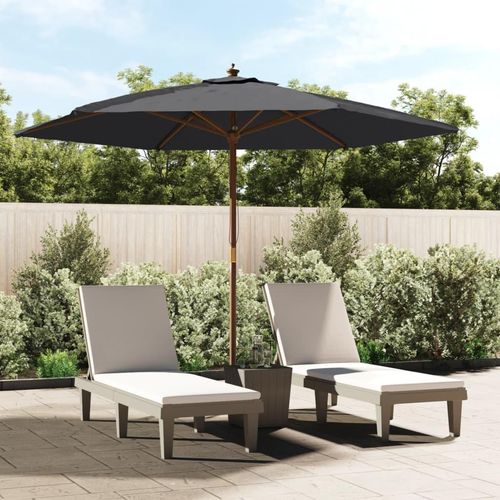 Sonnenschirm Mit Holzmast 299X240 Cm | Farbe: Schwarz