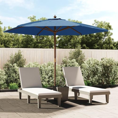 Sonnenschirm Mit Holzmast 299X240 Cm | Farbe: Blau