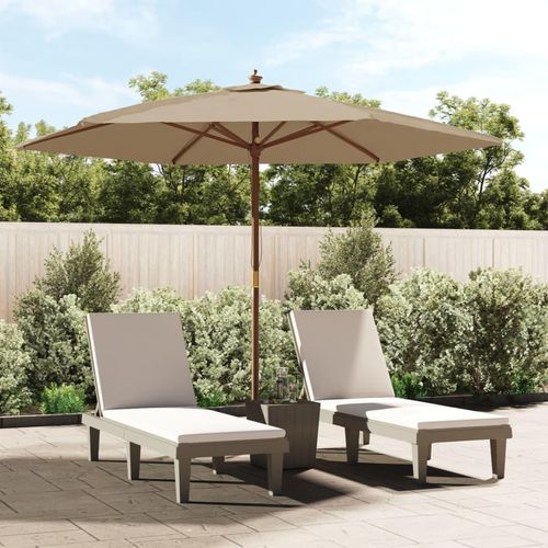 Sonnenschirm Mit Holzmast 299X240 Cm | Farbe: Taupe