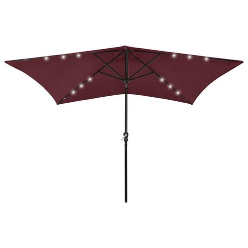Sonnenschirm Mit Leds Und Stahl-Mast 2X3 M | Farbe: Bordeauxrot