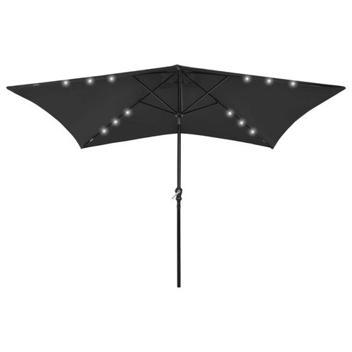 Sonnenschirm Mit Leds Und Stahl-Mast 2X3 M | Farbe: Schwarz