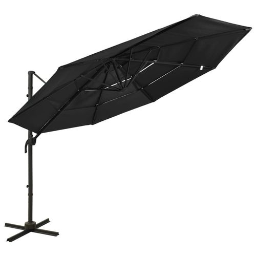 Sonnenschirm Mit Aluminium-Mast 4-Lagig N 3X3 M | Farbe: Schwarz