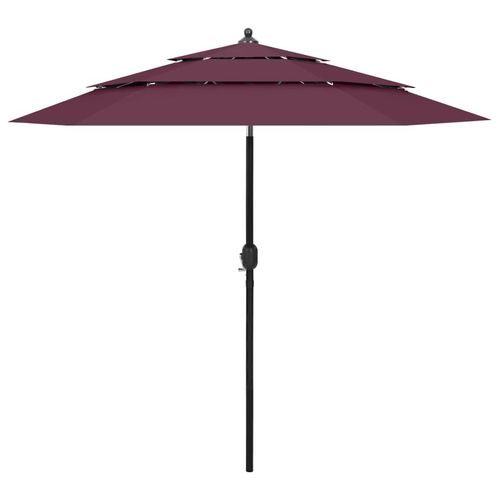 Sonnenschirm Mit Aluminium-Mast 3-Lagig | Farbe: Bordeauxrot | Größe: 2.5 m