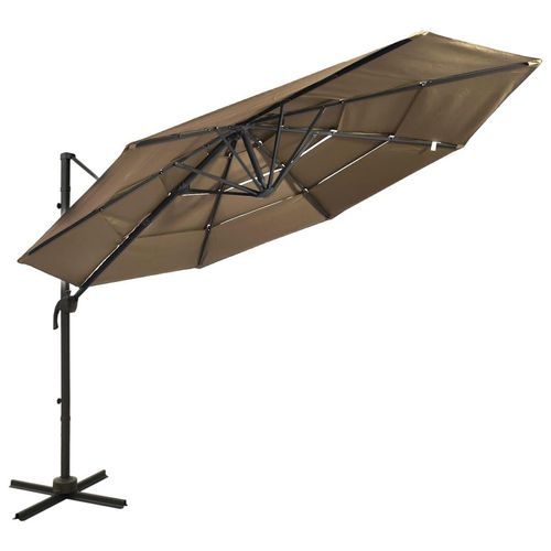 Sonnenschirm Mit Aluminium-Mast 4-Lagig N 3X3 M | Farbe: Taupe