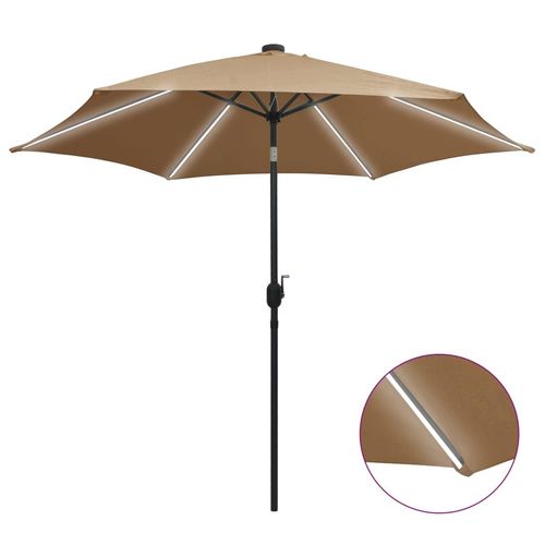 Sonnenschirm Mit Led-Beleuchtung Und Alu-Mast 300 Cm | Farbe: Taupe
