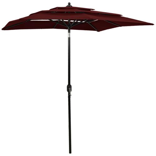 Sonnenschirm Mit Aluminium-Mast 3-Lagig N 2,5X2,5 M | Farbe: Bordeauxrot | Größe: 2 x 2 m