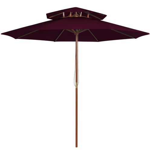 Sonnenschirm Mit Doppeldach Und Holz-Mast 270 Cm | Farbe: Bordeauxrot