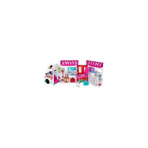 Barbie 2-in-1 Krankenwagen Spielset mit Licht & Geräuschen, Spielfahrzeug mehr als 20 Zubehörteile