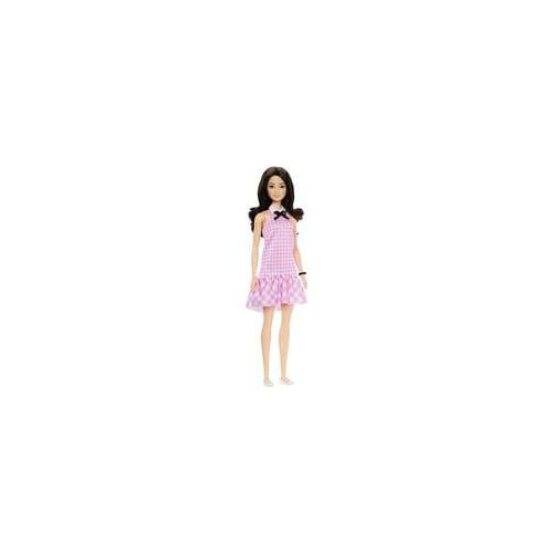 Barbie Fashionistas Puppe mit schwarzen Haaren und rosa Gingham-Kleid
