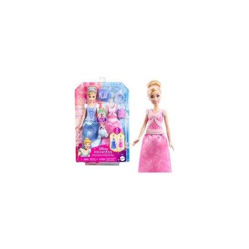 Disney Prinzessin 2-in-1 Geschichten Cinderella Modepuppe mit 2 Oberteilen und 9 Accessoires
