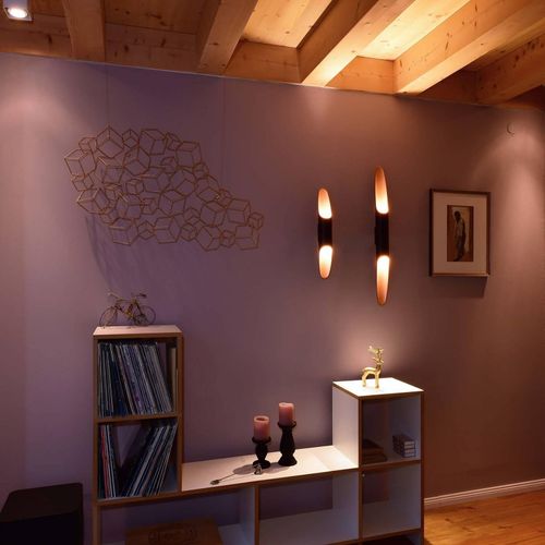 LED-Wandleuchte Apodis, schwarz/rosé, Höhe 80 cm, Metall dim