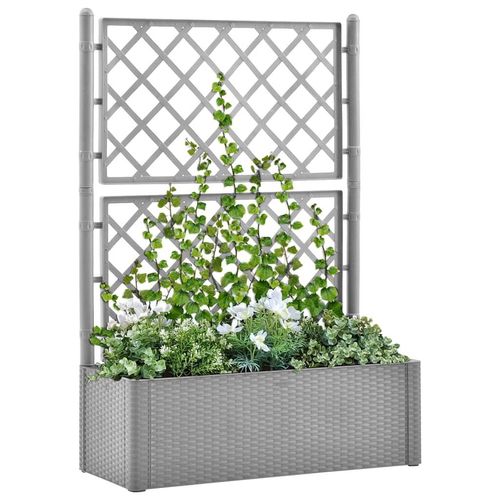 Garten-Hochbeet Mit Spalier Und Selbstbewässerungssystem | Farbe: Grau | Größe: 100 x 43 x 142 cm
