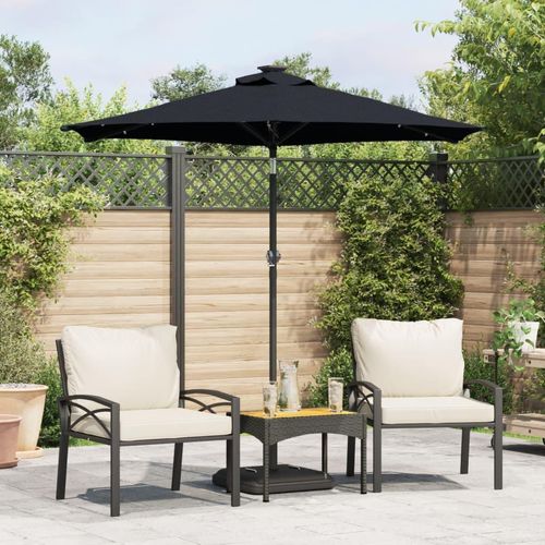 Sonnenschirm Mit Led Und Stahlmast 225X225X212 Cm | Farbe: Schwarz