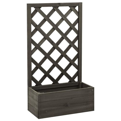 Garten-Spalier Mit Blumenkasten 50X25X90 Cm Tannenholz | Farbe: Grau