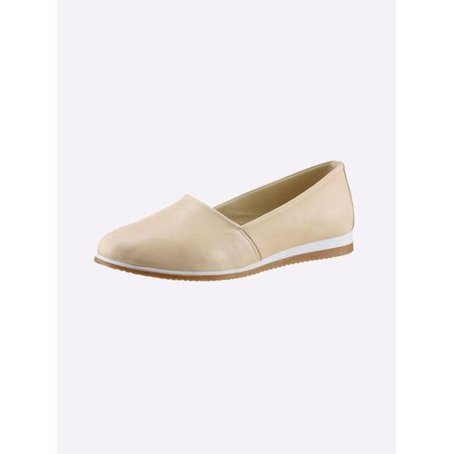 Slipper HEINE, Damen, Gr. 36, beige (creme), Leder, Glattleder, sportlich, Schuhe