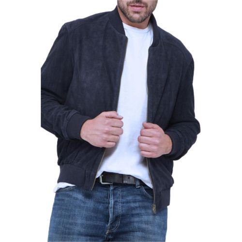 Herren Isaco & Kawa Leder-Bomberjacke navy blau L