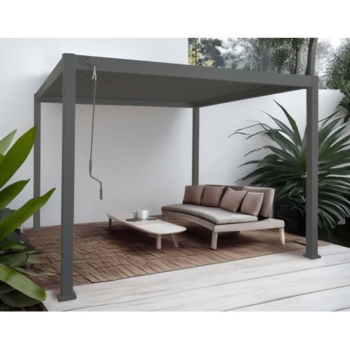 Alu Pergola MCW-N94, Lamellen-Pavillon Terrassenüberdachung, stabiles 10cm-Metall-Gestell 3x3m anthrazit