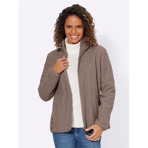 Fleecejacke CASUAL LOOKS, Damen, Gr. 54, grau (taupe), 100% Polyester, unifarben, Langarm, Jacken