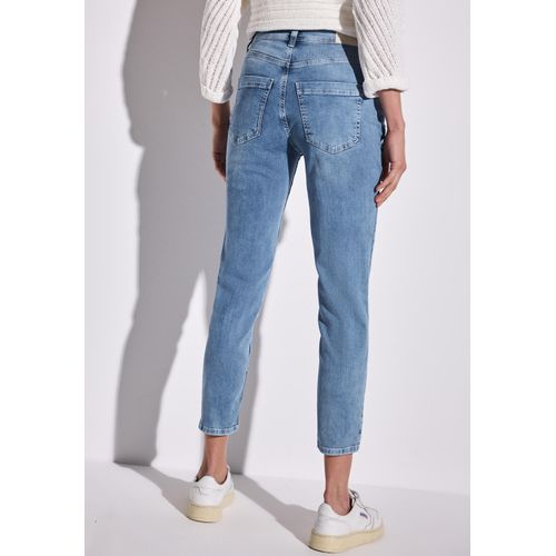Loose-fit-Jeans STREET ONE, Damen, Gr. 30, Länge 28, blau (light blau washed), Jeans, 84% Baumwolle, 13% Polyester, 3% Elasthan, unifarben, casual, lang, Jeans, High Waist