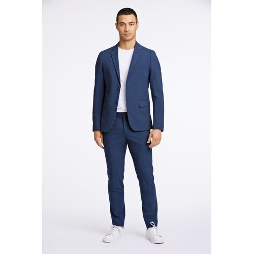 Anzug LINDBERGH, Herren, Gr. 56, N-Gr, blau (blau mel), Stoff, Obermaterial: 68% Polyester, 30% Viskose, 2% Elasthan, slim fit, Anzüge, mit Stretch
