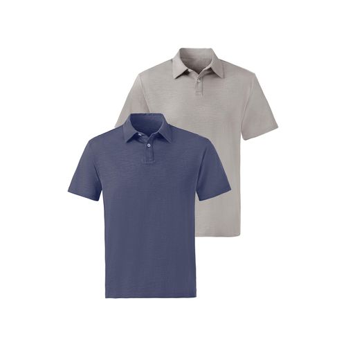 Poloshirt JOHN DEVIN, Herren, Gr. L (52/54), blau (blau, grau), Jersey, Slub, Obermaterial: 100% Baumwolle, unifarben, casual, normal, Rundhals, Kurzarm abgesteppte Kante, Shirts, aus besonderer slub-yarn Qualität