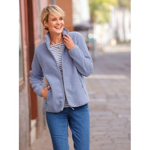 Fleecejacke CASUAL LOOKS, Damen, Gr. 38, blau (taubenblau), 100% Polyester, unifarben, Langarm, Jacken