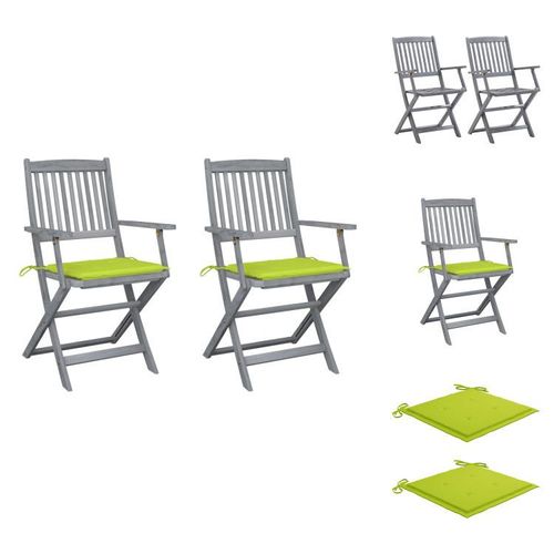 vidaXL Klappbare Gartenstühle 2 Stk. mit Sitzkissen Massivholz Akazie - Gartenstühle