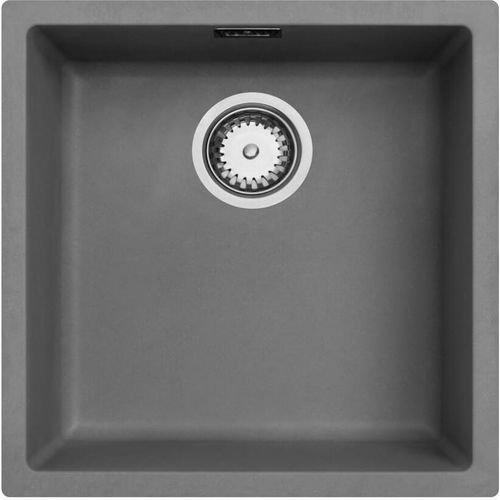 Spülbecken Beton-Grau 40x40cm Unterbau und Oberflächen-Einbau mit Edelstahlstecker 1208956393