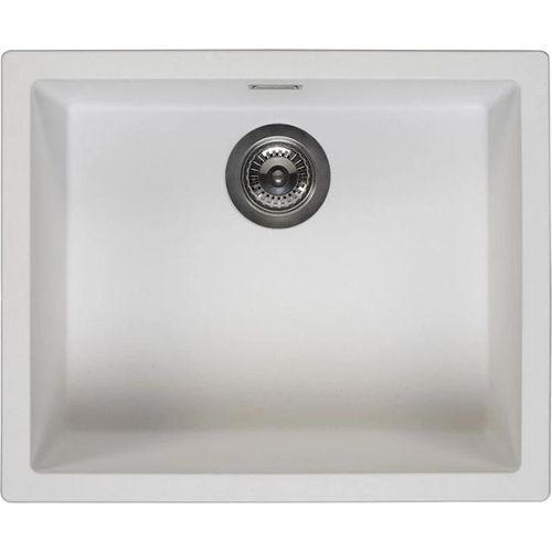 Weiße Spüle 50x40 cm Unterbau, Aufbau und Flacheinbau mit Gun Metal Stöpsel 1208970529