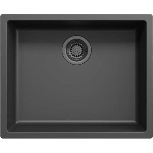 Schwarzes Spülbecken 50x40cm Unterbau, Aufbau und Flachbau mit Gun-Metal-Stöpsel 1208968038