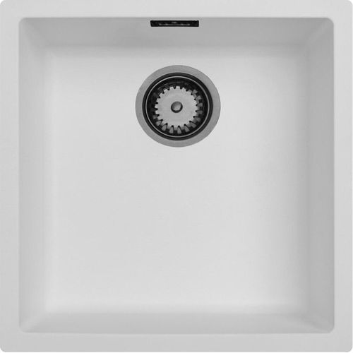 Weiße Spüle 40x40 cm Unterbau, Aufsatz und Flachbau mit Gun Metal Stöpsel 1208970534