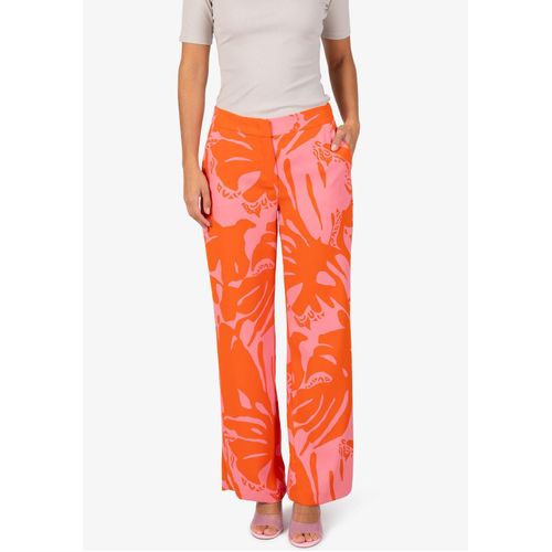 Palazzohose SPORTALM KITZBÜHEL, Damen, Gr. 44, N-Gr, pink (orange pink), Web, Obermaterial: 100% Polyester, gemustert, mehrfarbig, bedruckt, modisch, weit lang, Hosen, mit Tropicalprint