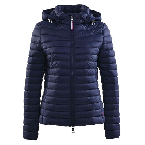 Steppjacke FUCHS SCHMITT, Damen, Gr. 46, blau (marine), Web, Obermaterial: 100% Polyamid, unifarben, clean, modisch, normal, Langarm, Jacken, mit abnehmbarer Kapuze