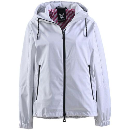 Outdoorjacke FUCHS SCHMITT, Damen, Gr. 42, grau (hellgrau), Web, Obermaterial: 100% Polyester, unifarben, clean, modisch, Langarm elastischer Bund, Jacken, mit Kapuze