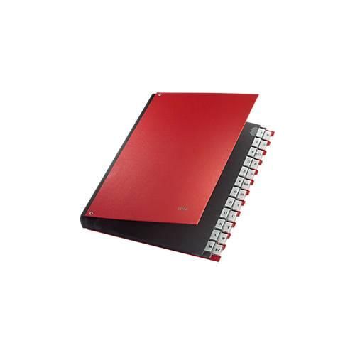 LEITZ® Pultordner, für DIN A4, alphabetisch, 26 Fächer, Graupappe, rot