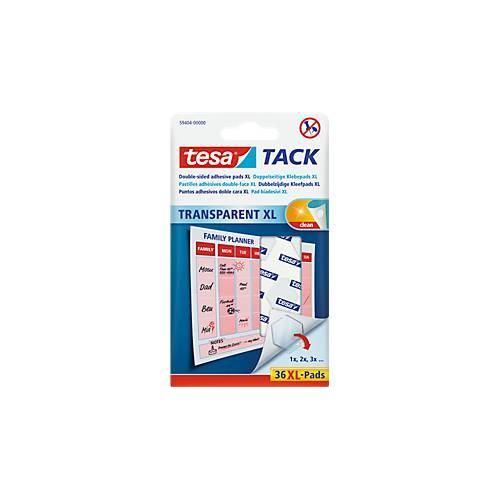 tesa Tack® Klebepads XL, transparent, doppelseitig klebend, 36 Stck.
