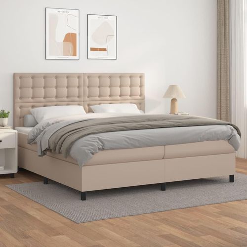 Boxspringbett Matratze -Braun 200X200Cm Kunstleder Cappuccino | Größe: 200 x 200 cm | Modell: Knöpfe