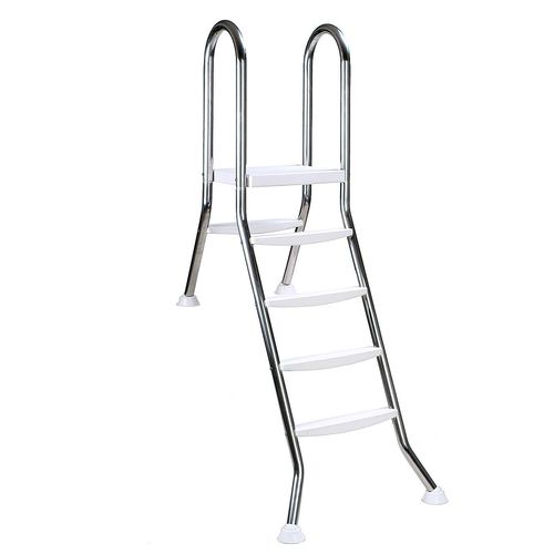 Poolleiter CLEAR POOL, bunt (silberfarben, weiß), B:11cm H:156cm L:50cm, Aluminium, Kunststoff, Leitern, für 120 cm Becken