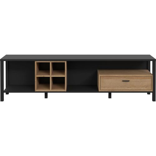 Lowboard FORTE "High Rock", schwarz, B:181,3cm H:49,9cm T:40,2cm, Sideboards, Lowboard, TV-Schrank, TV-Board, Breite ca. 181 cm