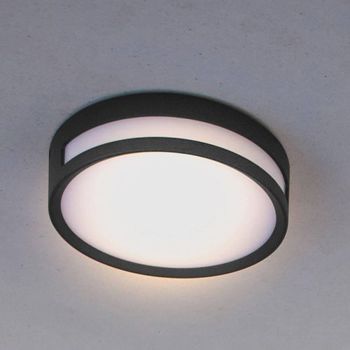 LED-Deckenleuchte Rola, außen, schwarz, Ø 18 cm