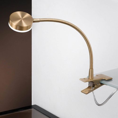 LED-Klemmleuchte Mira, Flexarm, gold