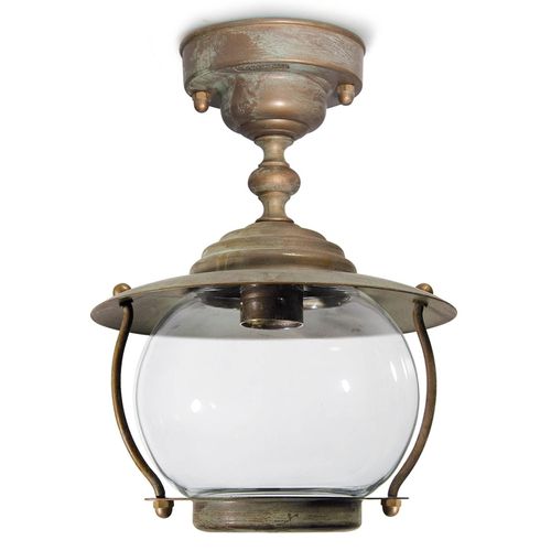 Außendeckenleuchte Olivia, IP44, Messing, Glas