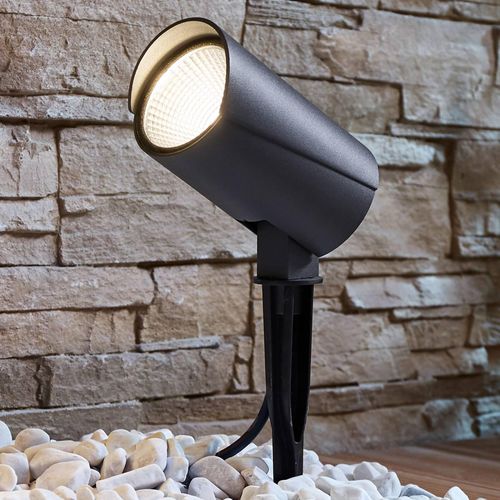 Lucande LED-Außenstrahler Anton, Erdspieß, anthrazit, Metall