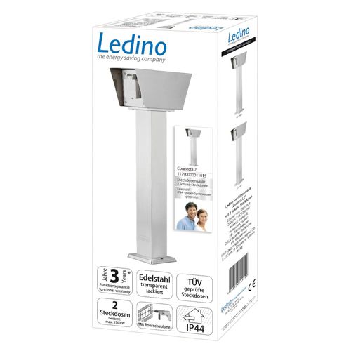 Steckdosensäule Connect L2 mit 2 Dosen, Edelstahl