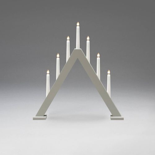 Kerzenleuchter aus Holz, 7-flammig, Höhe 50cm grau